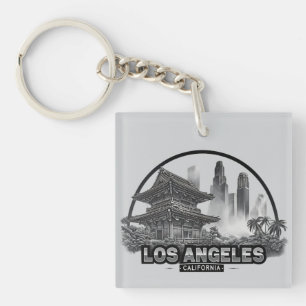 Cute Minimalist Los Angeles City California USA Key Ring