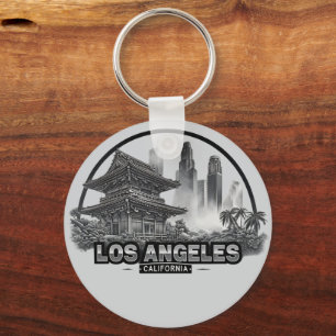 Cute Minimalist Los Angeles City California USA Key Ring