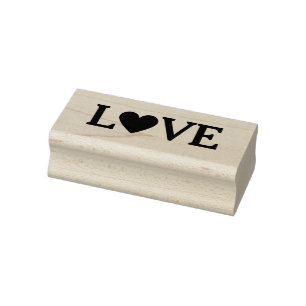 Cute Minimalist Love Script Heart Valentine Rubber Stamp