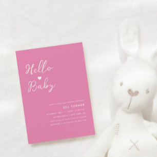 Cute Minimalist Modern Heart Script Baby Shower Invitation