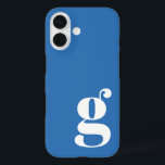 Cute Minimalist Monogram Letter in French Blue iPhone 16 Case<br><div class="desc">Cute Minimalist Monogram Letter in French Blue iPhone Case</div>