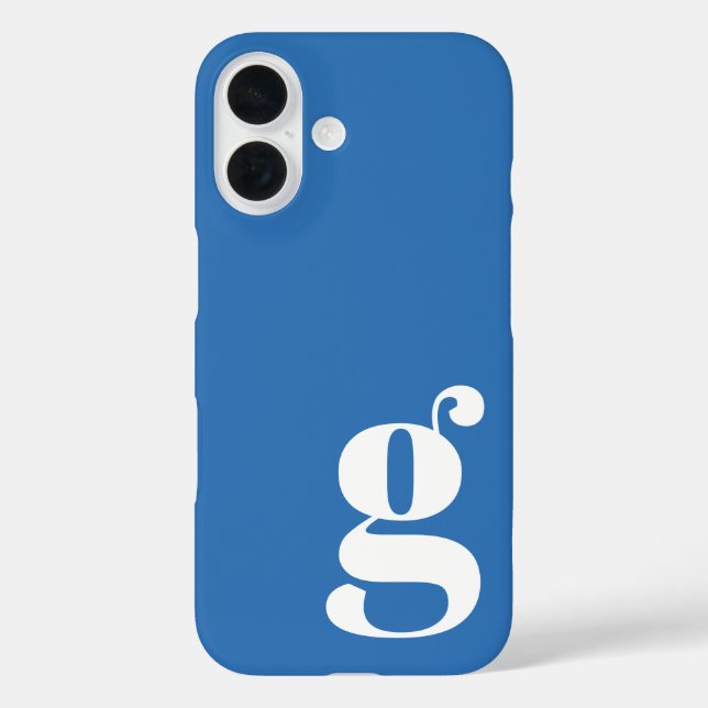 Cute Minimalist Monogram Letter in French Blue Case-Mate iPhone Case (Back)