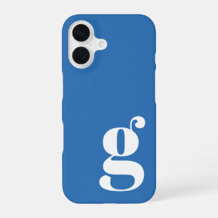 Cute Minimalist Monogram Letter in French Blue iPhone 16 Case