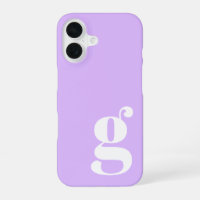 Cute Minimalist Monogram Letter in Lavender Purple