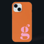 Cute Minimalist Monogram Letter in Pink and Orange iPhone 15 Case<br><div class="desc">Cute Minimalist Monogram Letter in Pink and Orange iPhone 13 Case</div>