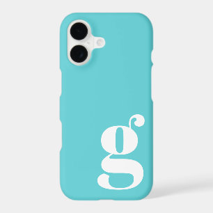Cute Minimalist Monogram Letter in Turquoise Blue