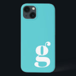 Cute Minimalist Monogram Letter in Turquoise Blue iPhone 13 Case<br><div class="desc">Cute Minimalist Monogram Letter in Turquoise Blue iPhone 13 Case</div>