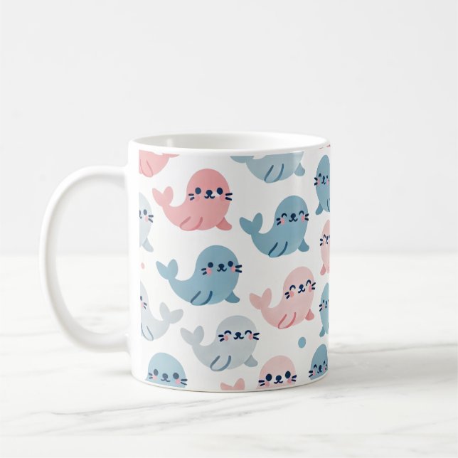 Cute Minimalist Mug 🦭💙💗 (Left)