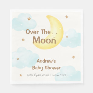 Cute Minimalist Over The Moon Baby Shower Napkin