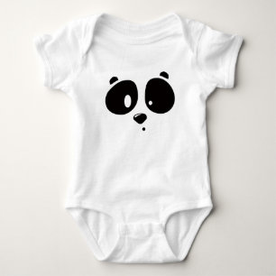 Cute Minimalist Panda Face Baby Bodysuit