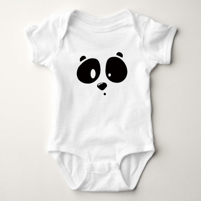 Cute Minimalist Panda Face Baby Bodysuit (Front)