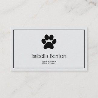 Cute Minimalist Pet Sitter Dog Walker Paw Business Card