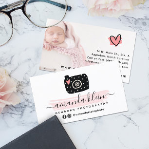 Cute Minimalist Photographer Camera Custom Photo Business Card