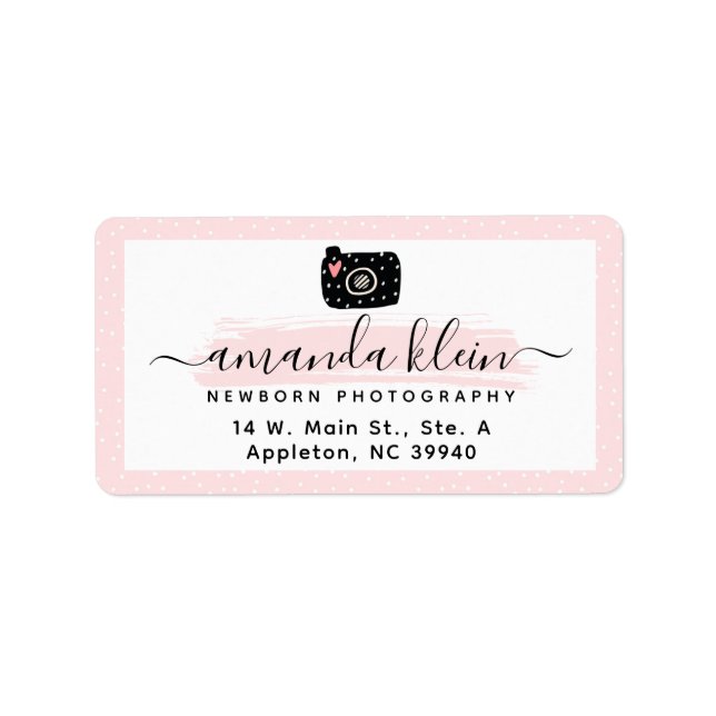 Cute Minimalist Photographer Camera Logo Address Label (Front)