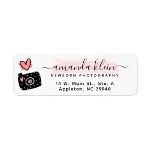 Cute Minimalist Photographer Camera Return Address