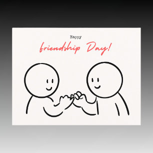 Cute Minimalist Pinky Promise Friendship Day Postcard