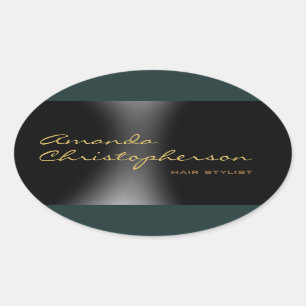 Cute Minimalist Plain Modern Calligrapy Black  Oval Sticker