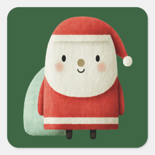 Cute Minimalist Santa Claus Square Sticker