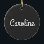 Cute Minimalist Script Typography Name Black White Ceramic Tree Decoration<br><div class="desc">Cute Minimalist Script Typography Name Black White Ornament</div>