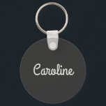Cute Minimalist Script Typography Name Black White Key Ring<br><div class="desc">Cute Minimalist Script Typography Name Black White Keychain</div>