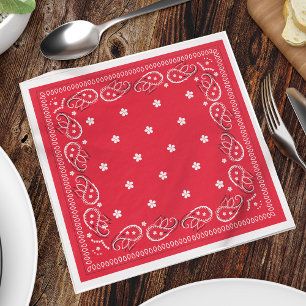 Cute Minimalist Simple Red Bandanna Pattern Dinner Napkin