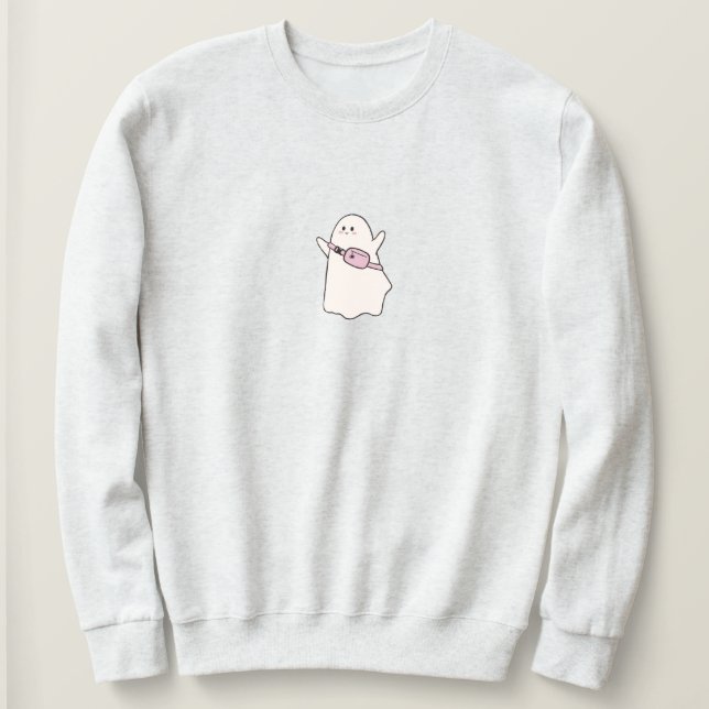 Cute Minimalist Spooky Coquette Halloween Sweatshirt (Design Front)