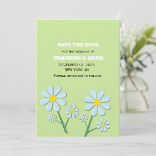 Cute Minimalist Spring Daisy Floral Save The Date