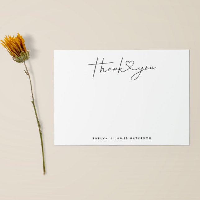 Cute Minimalist Thank You Heart Thank You Card (Creator Uploaded)