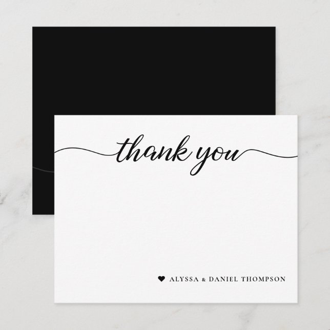 Cute minimalist thank you heart wedding couple card (Front/Back)