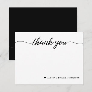 Cute minimalist thank you heart wedding couple card