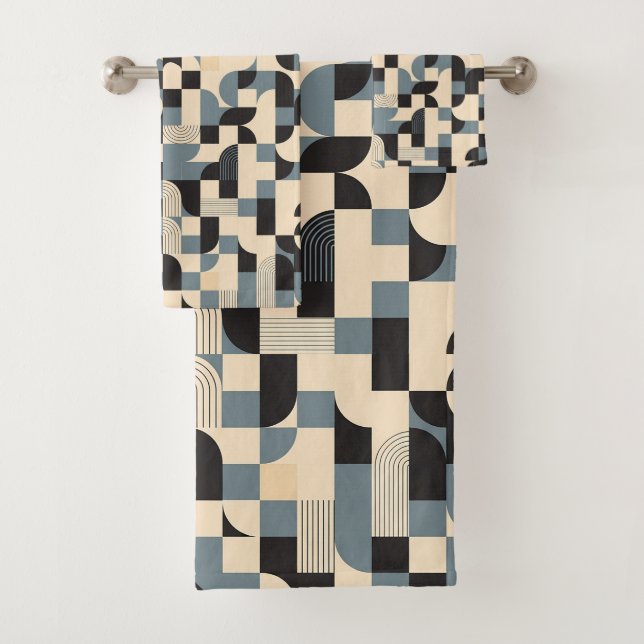 Cute minimalist tiled pattern  bath towel set (Insitu)