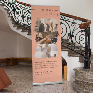 Cute Minimalist Wedding Welcome Custom Photos Retractable Banner