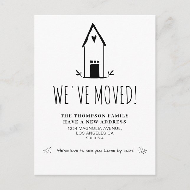 Cute Minimalist We've Moved New Address Moving Ann Announcement Postcard (Front)