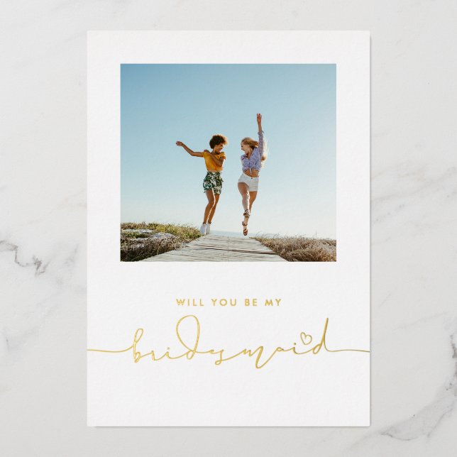 Cute Minimalist Will You Be My Bridesmaid Photo (Front)