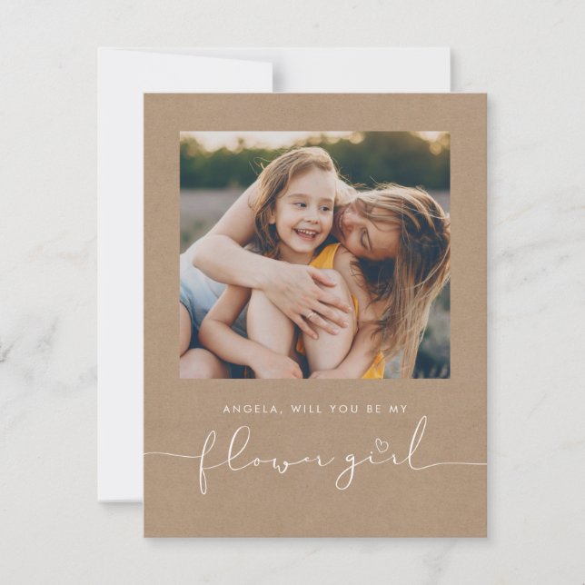 Cute Minimalist Will You Be My Flower Girl Photo (Front)
