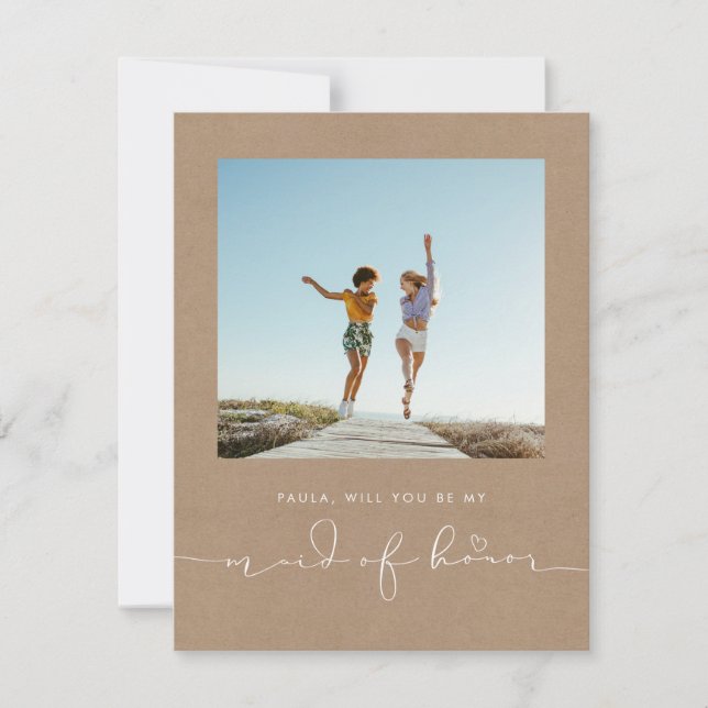 Cute Minimalist Will You Be My Maid of Honour Phot (Front)
