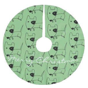 Cute Minimalistic Black-eye Dog Thunder_Cove Brushed Polyester Tree Skirt