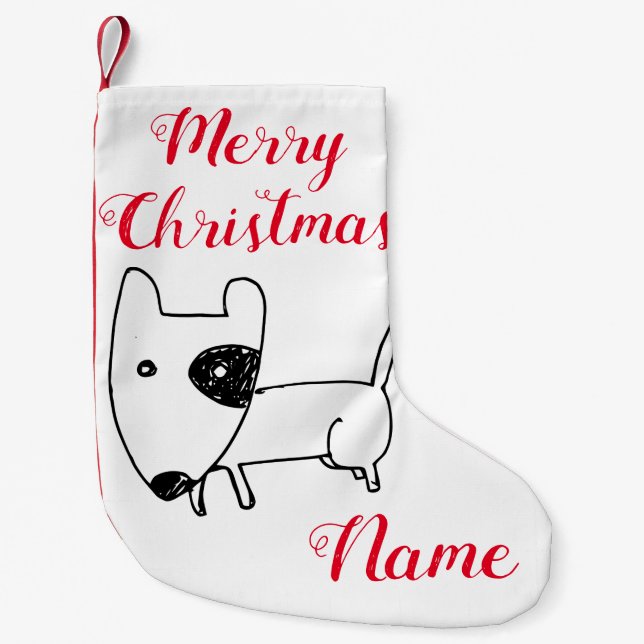 Cute Minimalistic Black-eye Dog Thunder_Cove Small Christmas Stocking (Front)