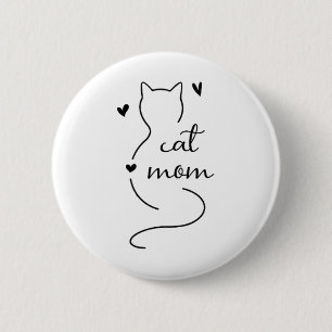 Cute Minimalistic Cat Mam Cat Mama Kitty Kitten Ca 6 Cm Round Badge