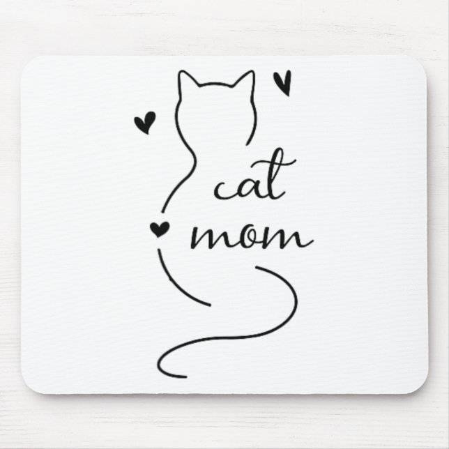 Cute Minimalistic Cat Mam Cat Mama Kitty Kitten Ca Mouse Mat (Front)