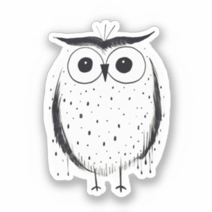 Cute Minimalistic Owl - Hand Drawn Style - Black 