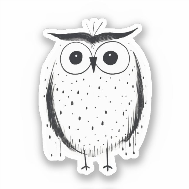 Cute Minimalistic Owl - Hand Drawn Style - Black  (Front)