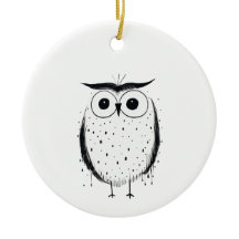 Cute Minimalistic Owl - Hand Drawn Style - Black 