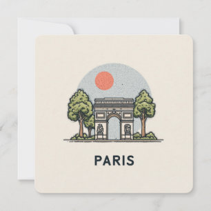 Cute Minimalistic Paris Skyline Holiday Card