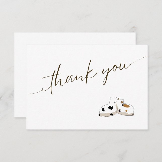 Cute minimalistic script cats couple thank you card (Front/Back)
