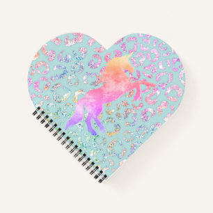 Cute Mint Animal print glitter Notebook