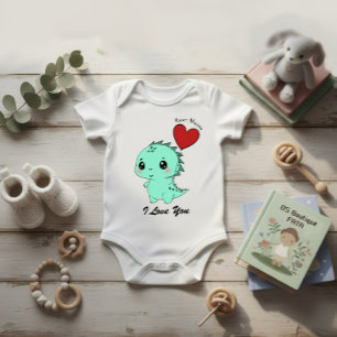 Cute Mint Dinosaur Baby Bodysuit