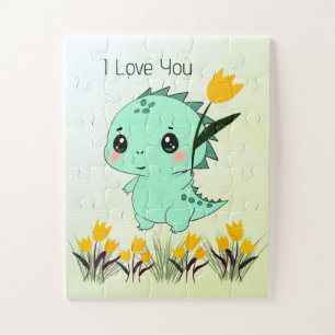 Cute Mint Dinosaur Jigsaw Puzzle