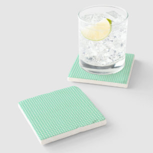 Cute Mint Green and White Geometric Pattern Stone Coaster