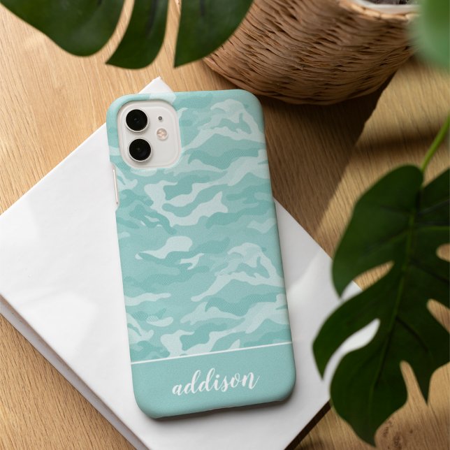 Cute Mint Green Camo Personalised Case-Mate iPhone Case (Creator Uploaded)